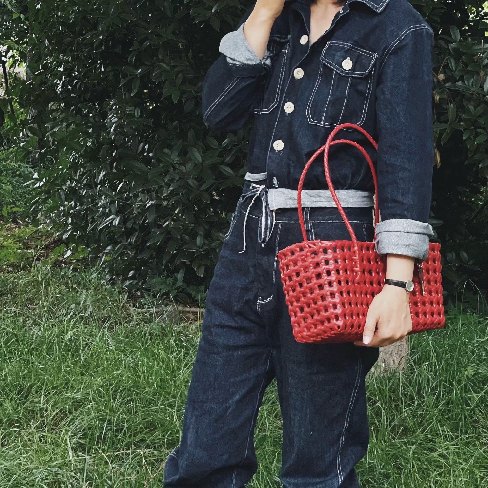 Tote Bag Beach - Plastik Içi Boş Örgü Çanta Kırsal