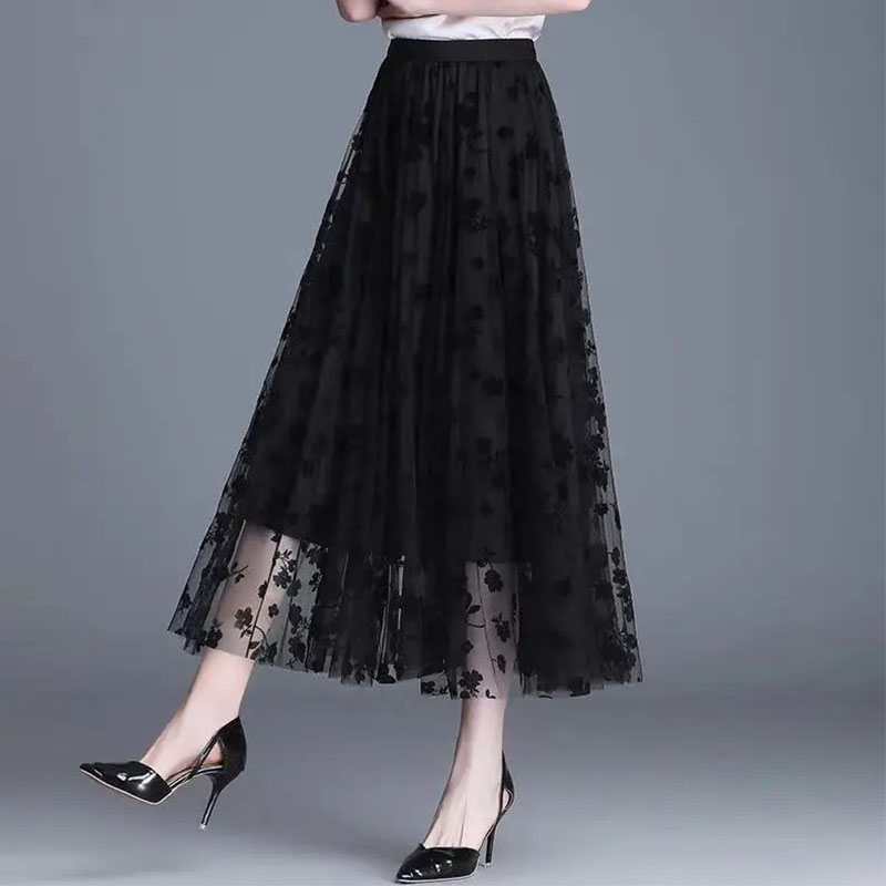 Midi Skirt Floral - Gazlı bez etek çiçekli yarım peri