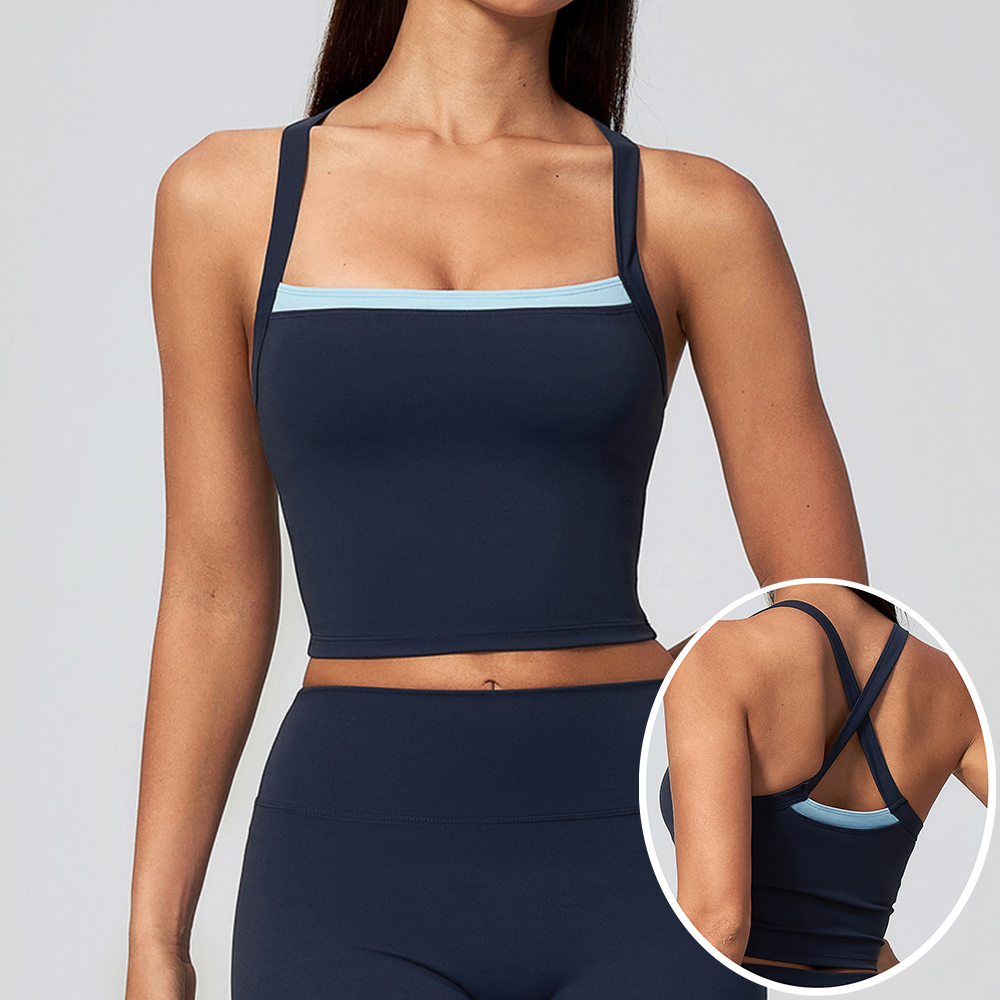 Crop Top Crochet - Kadın Çapraz Sırtlı Yoga Atleti Push