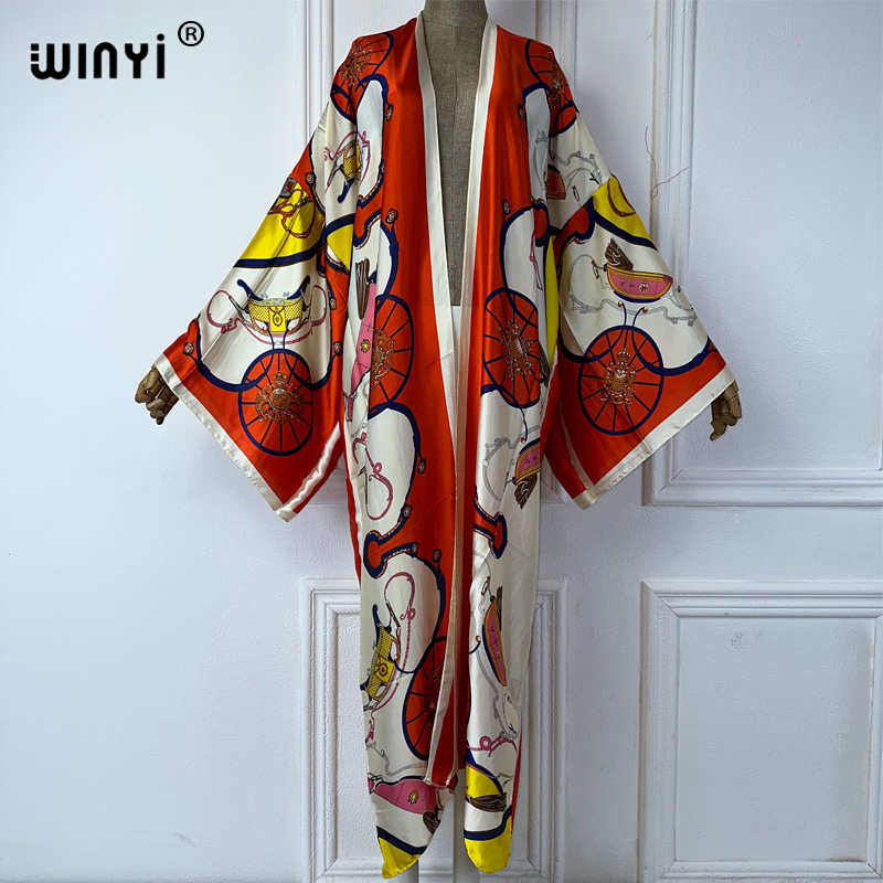 Cover Up Kaftan - WINYI Boho Baskılı Kimono Yazlık Hırka