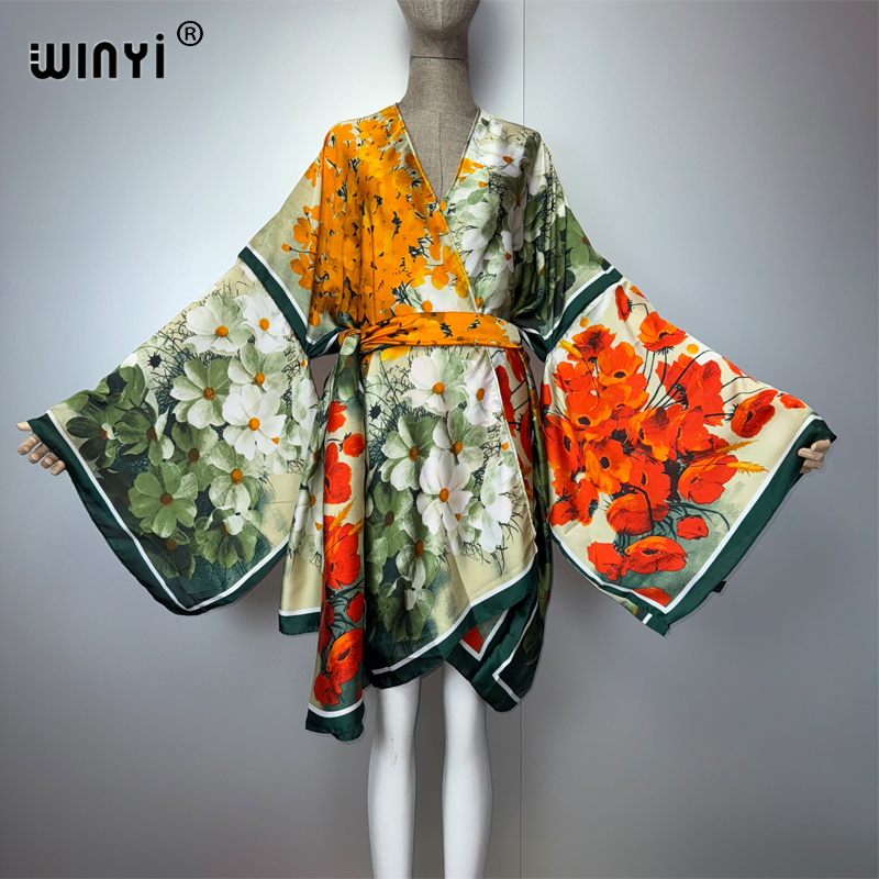 Cover Up Kaftan - WINYI yaz kimonosilk duygu kısa hırka