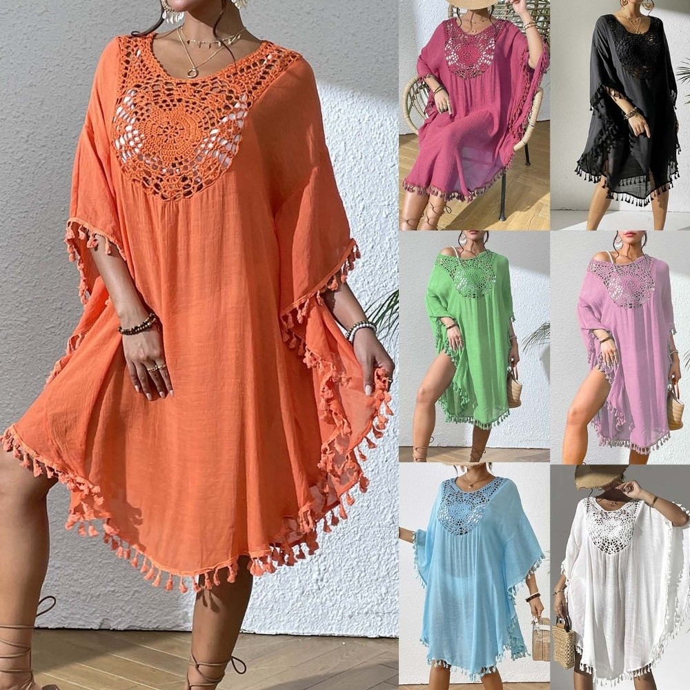 Cover Up Kaftan - Kare Yaka Yazlık Güneş Koruyucu Önlük