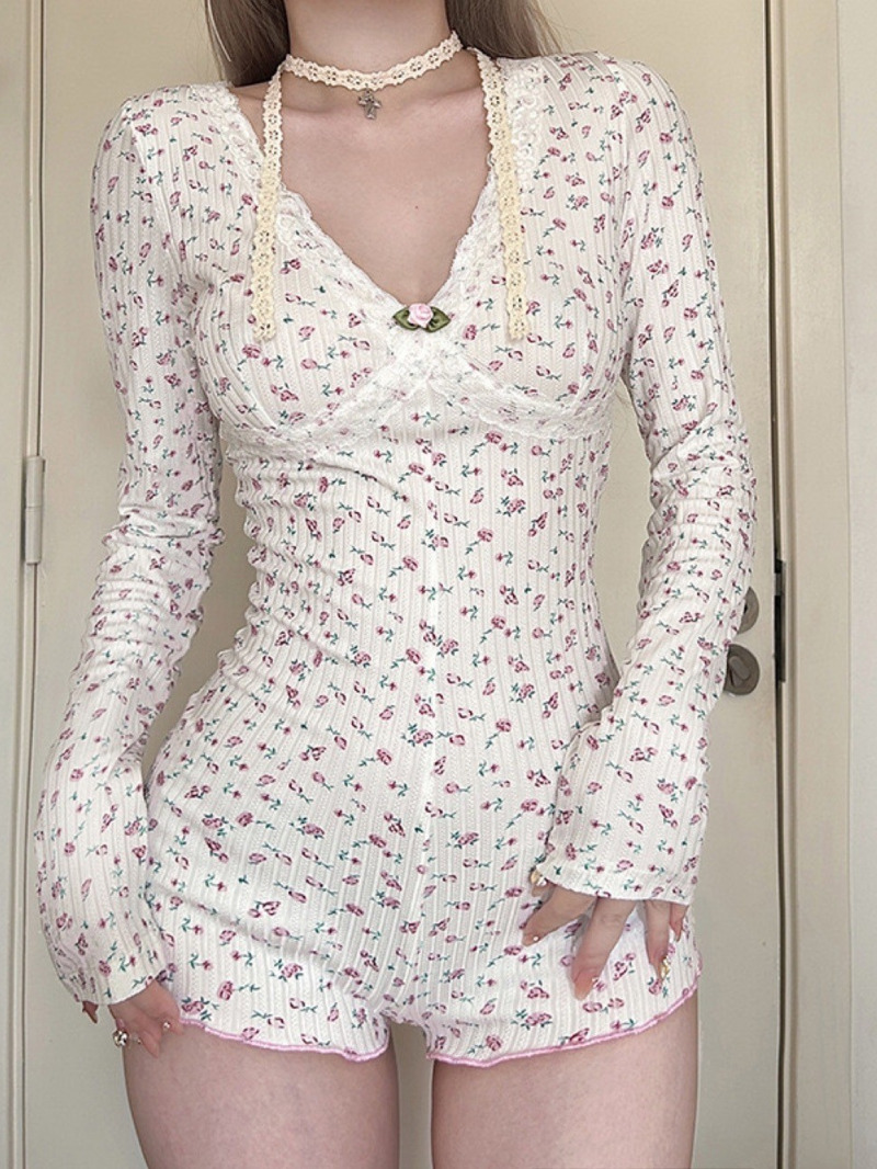 2025 Yeni Ev Giysisi V Yaka Kü - Romper Floral Print incelemesi ve fiyatı