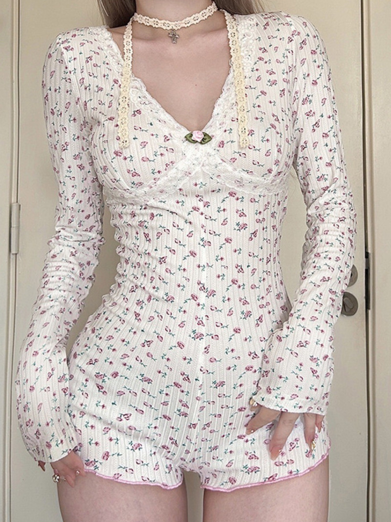 2025 Yeni Ev Giysisi V Yaka Kü - Romper Floral Print incelemesi ve fiyatı