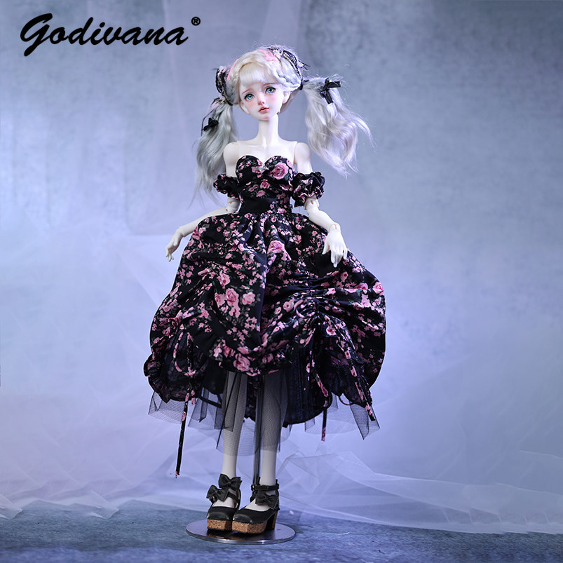 1/4 BJD Bebek Elbisesi, Siyah  - Midi Skirt Floral incelemesi ve fiyatı